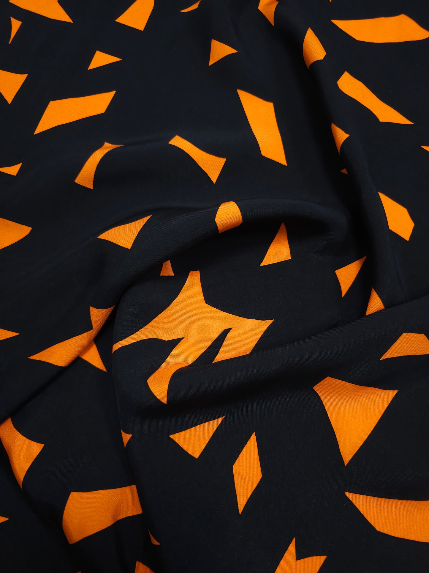 Orange/Black Geometric Shapes Poly Satin