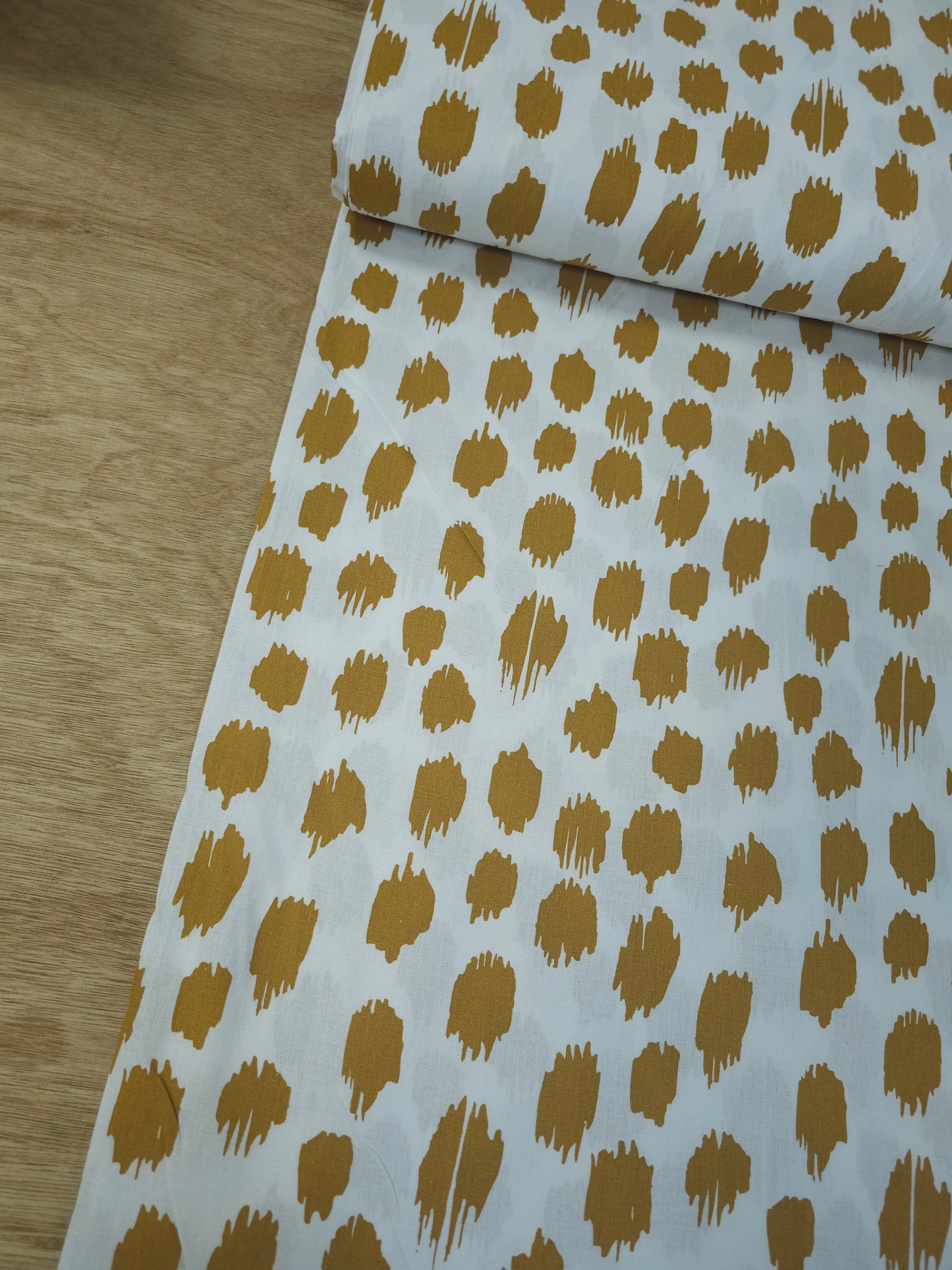 Mustard Gold Static Polka 100% Cotton 110"