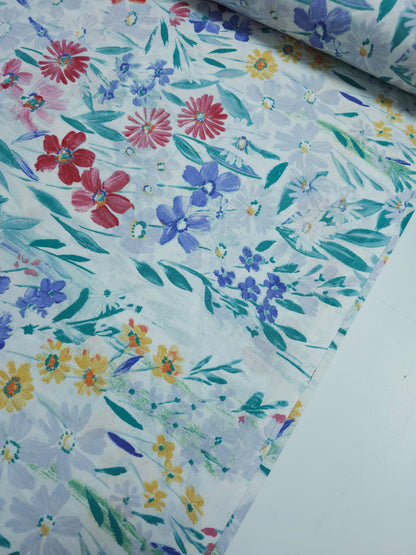 Watercolour Floral Meadow 100% Cotton 110"