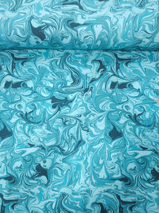 Turquoise Marble 100% Cotton