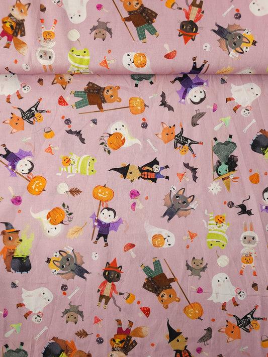 Pale Purple Trick or Treat Pals 100% Cotton - Robert Kaufman