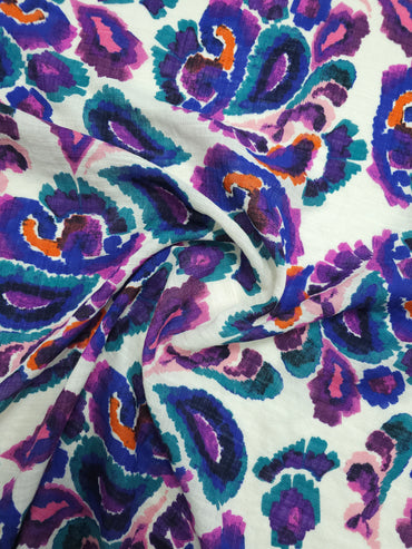 *PRE-ORDER* Purple/Blue Watercolour Paisley Sketch Cotton Flax