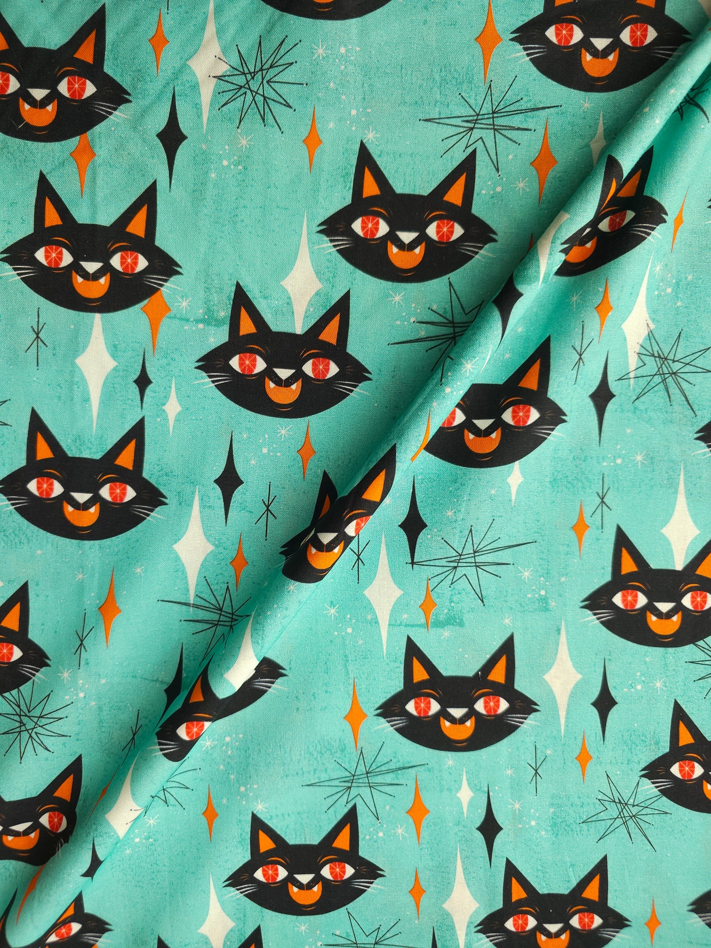 Mint Creeping Cat 100% Cotton - Joann