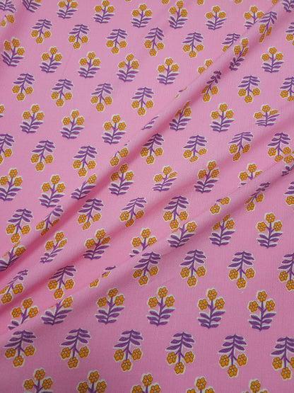 Pink/Orange Trio Floral Crinkle Viscose