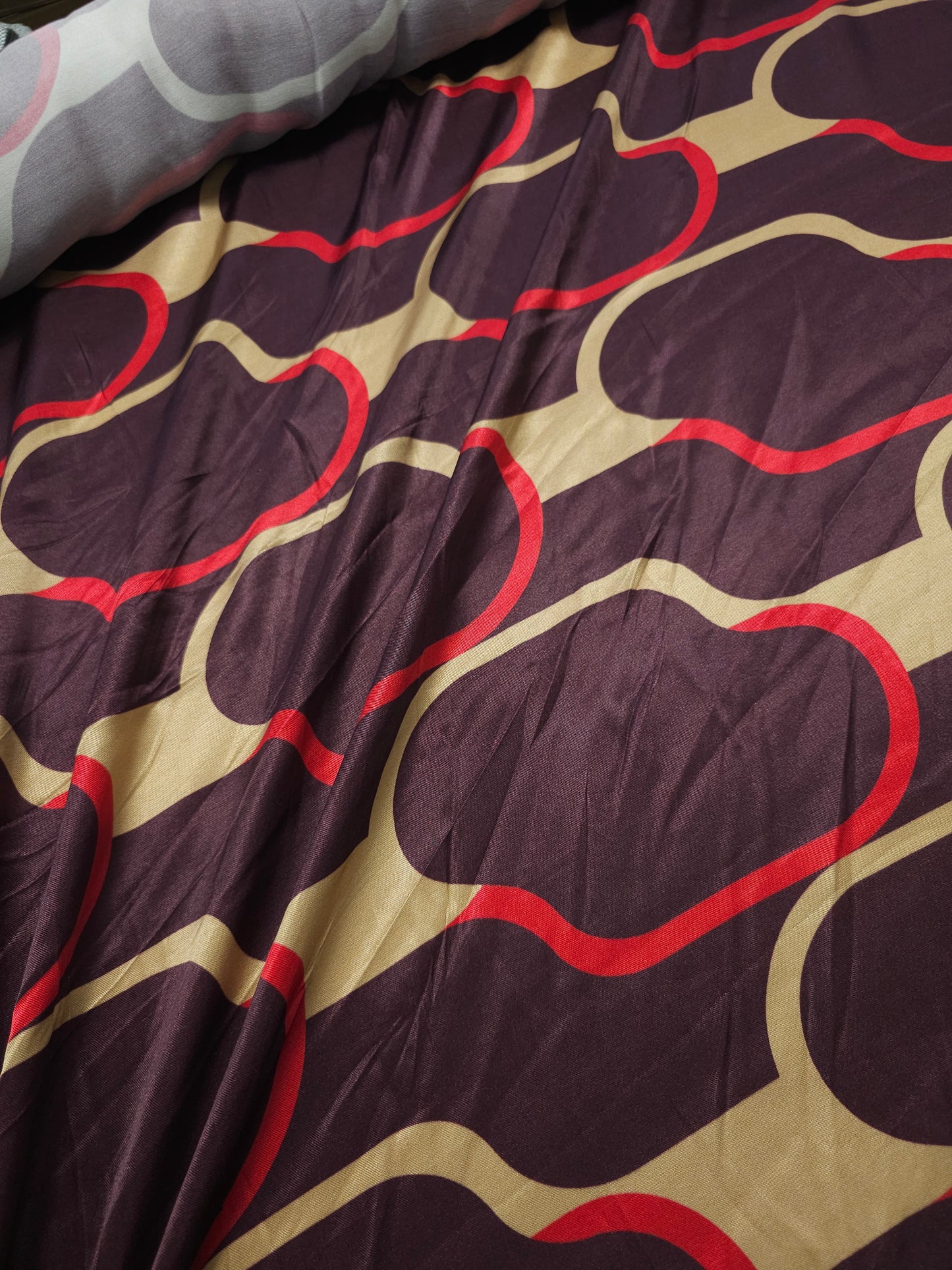 Plum Majestic Abstract Viscose Satin