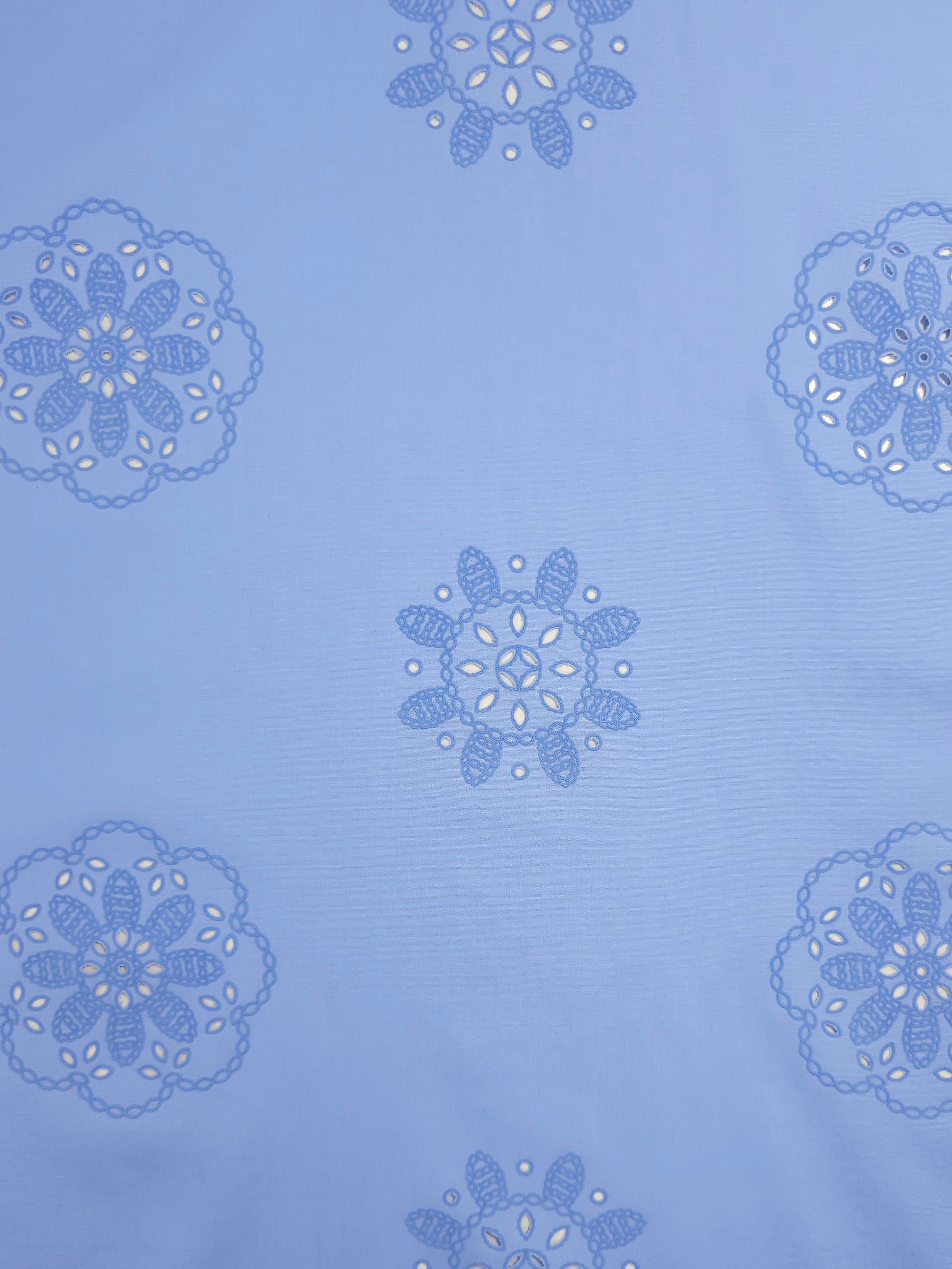 Cornflower Blue Floral Laser Cut Cotton