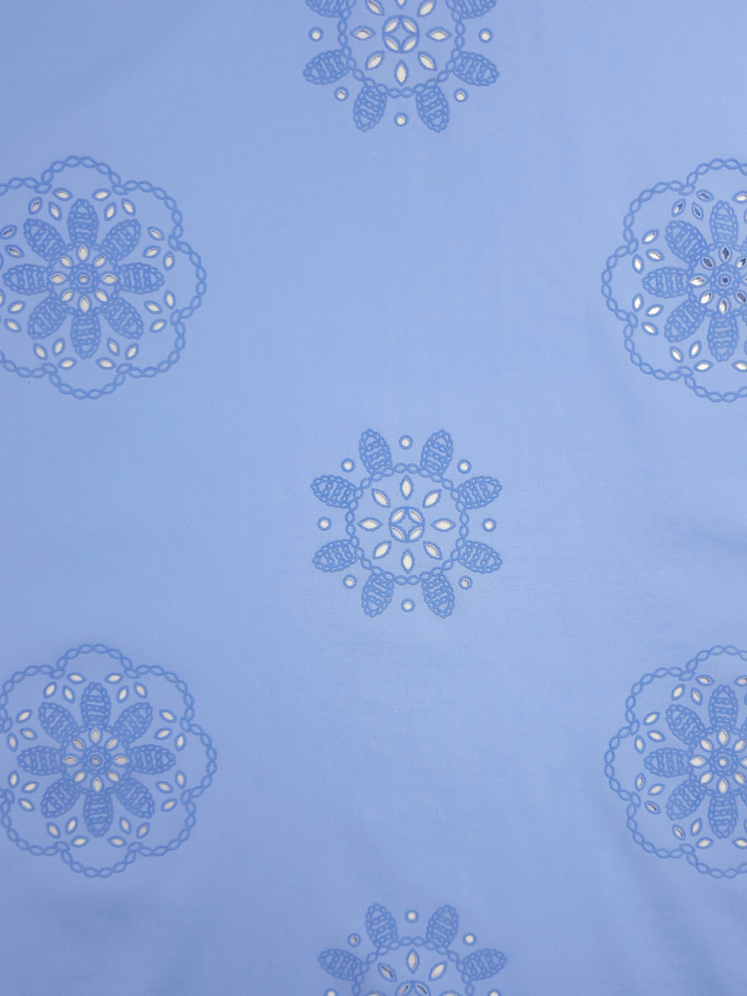 Cornflower Blue Floral Laser Cut Cotton