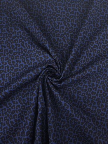 Indigo Navy/Black Leopard Brushed Cotton Twill