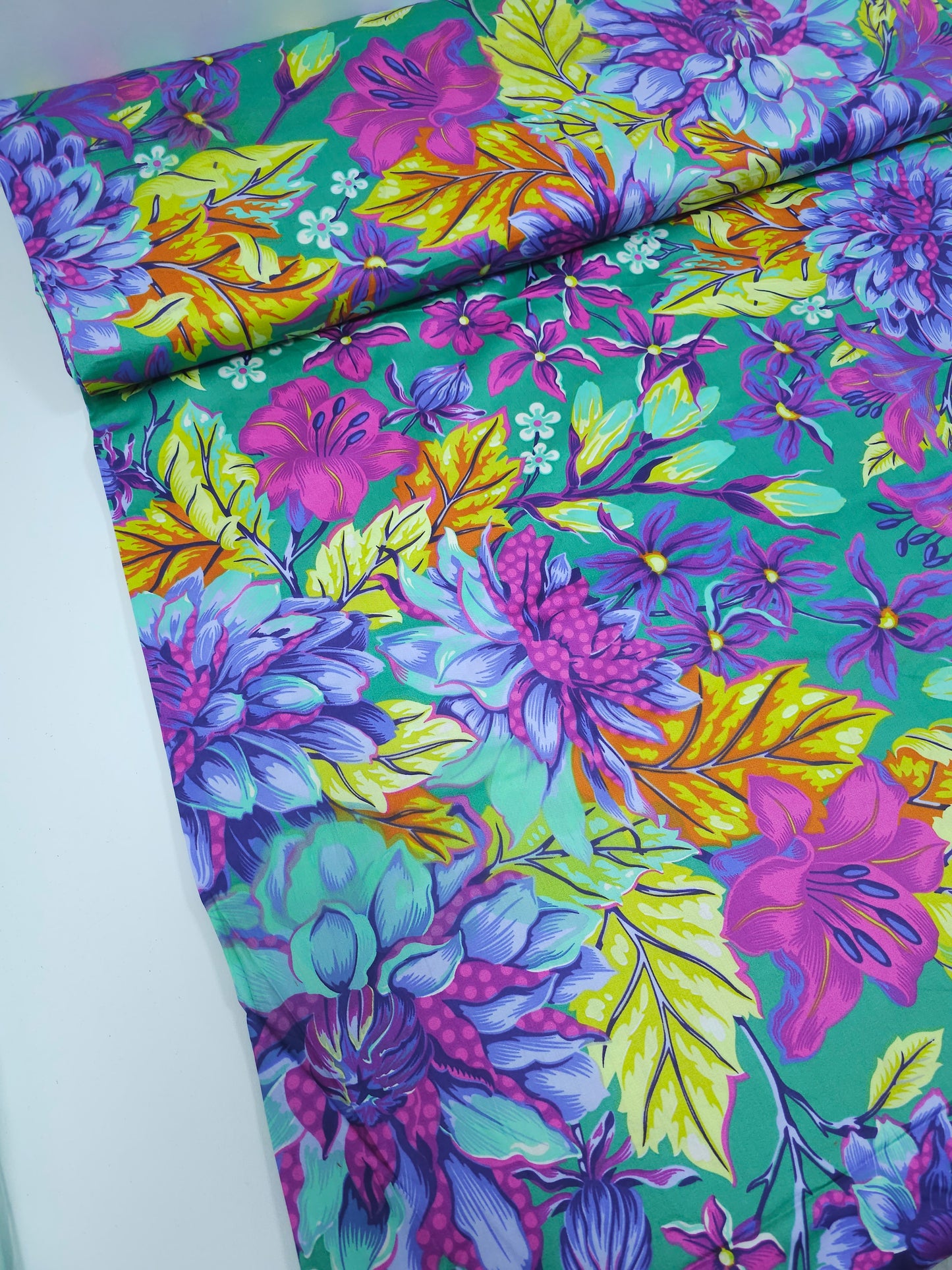 Teal Untamed Hello Dahlia Cotton Sateen 108" - Tula Pink