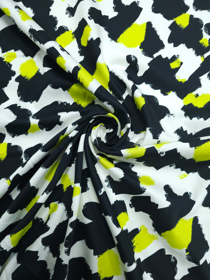 Black/Lime Green Abstract Cotton Sateen