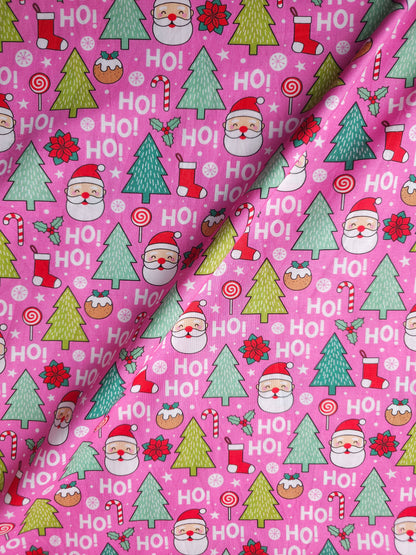 Pink Ho Ho Ho 100% Cotton