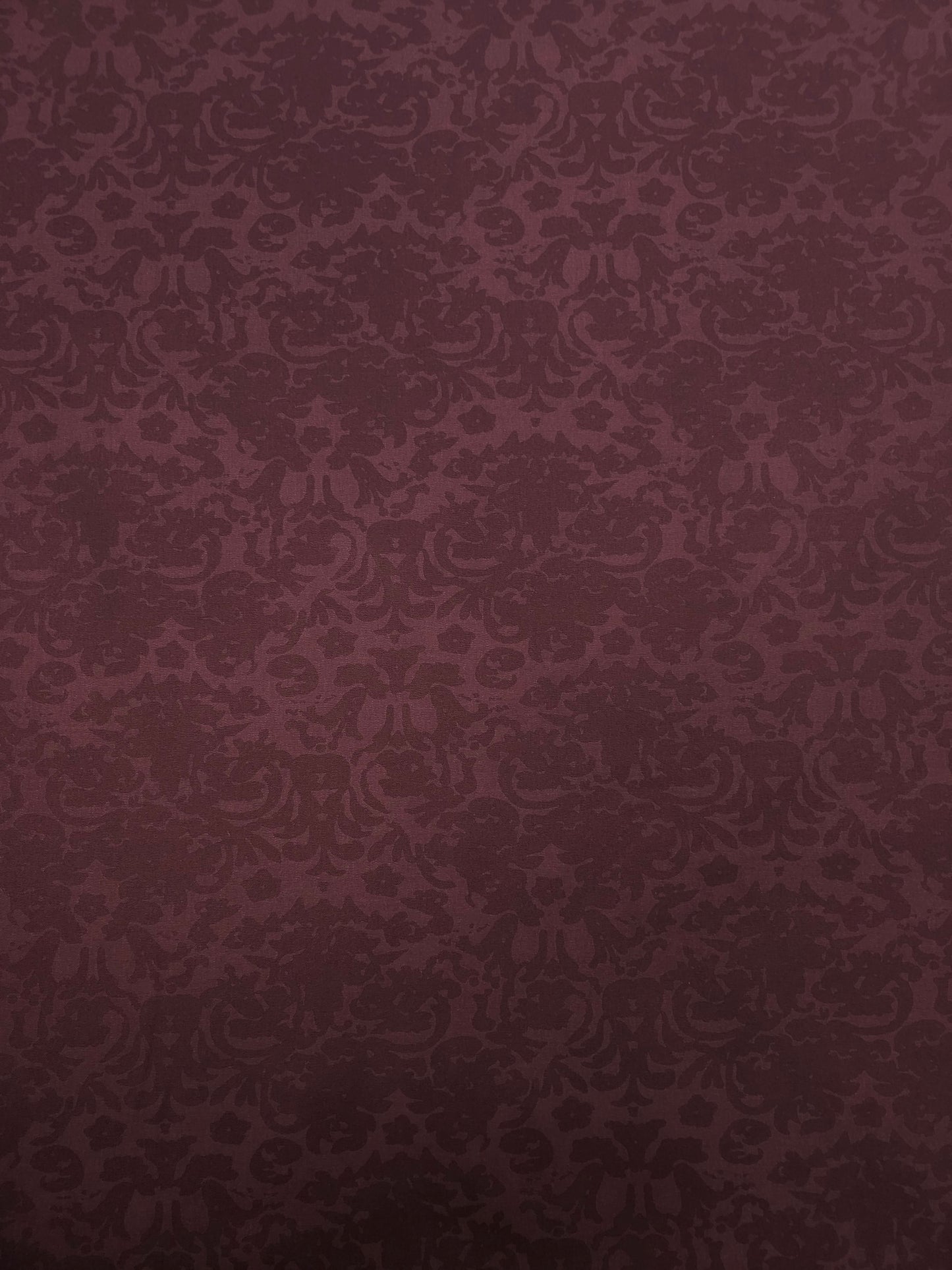 Burgundy Damask Brushed Cotton Twill