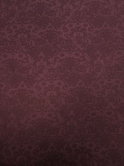 Burgundy Damask Brushed Cotton Twill