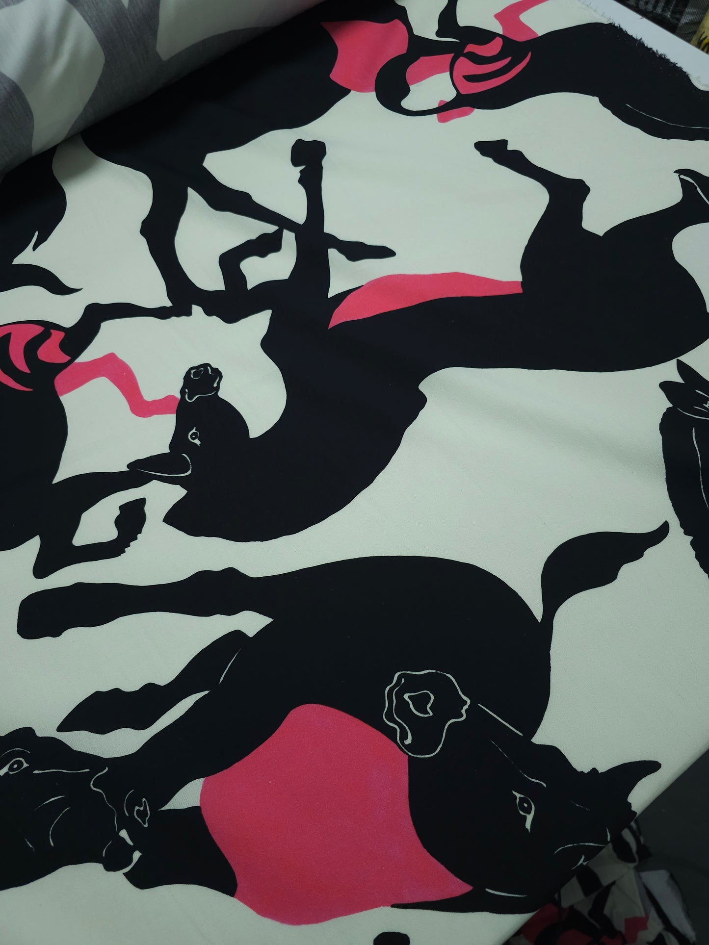 Black/Pink Horses Lightweight Cotton