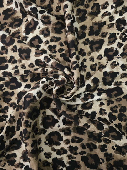 Brown/Beige Leopard Viscose Satin *DEFECTED*