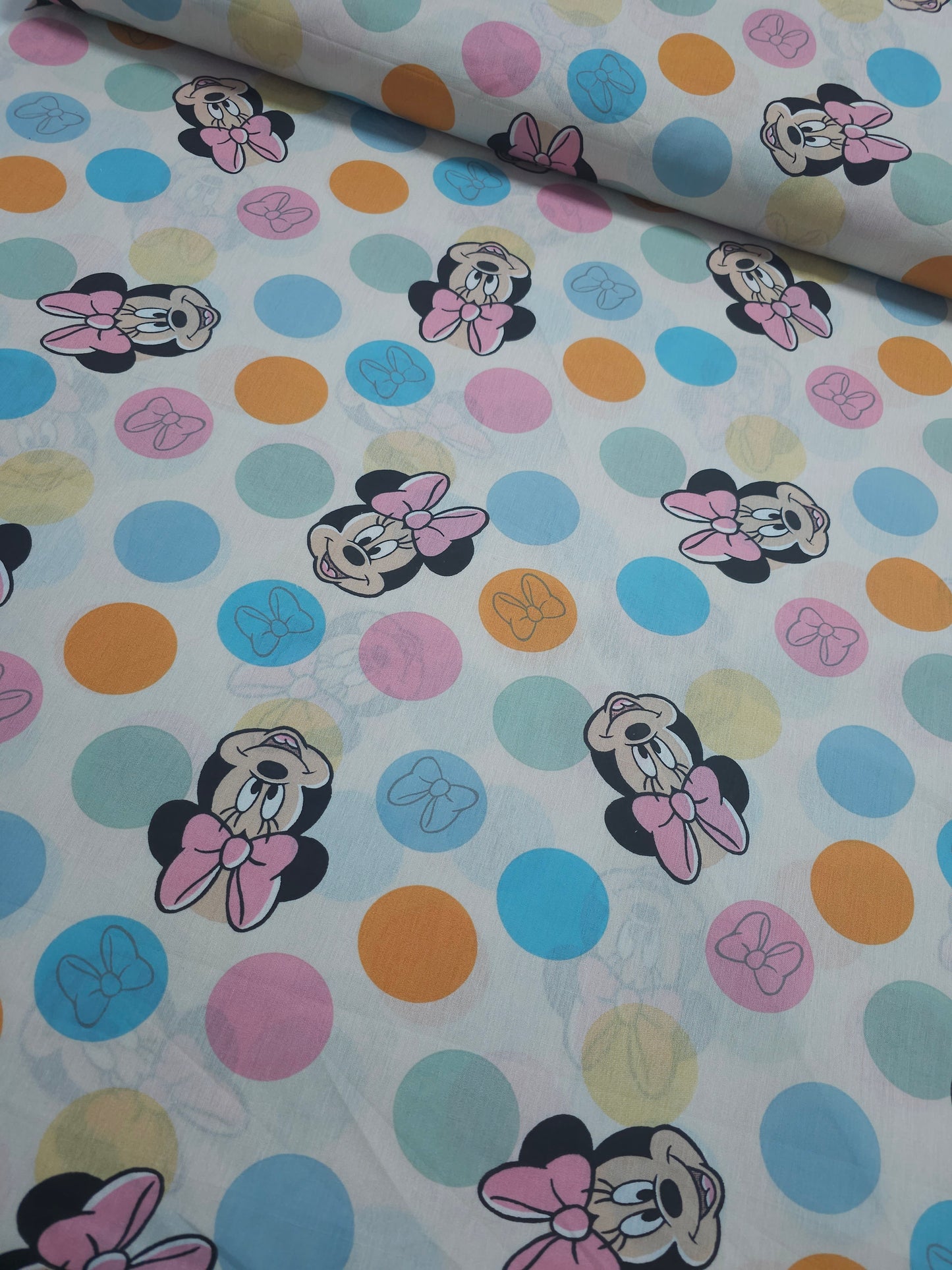 Minnie Mouse Multicolour Polka Spot 100% Cotton 114"