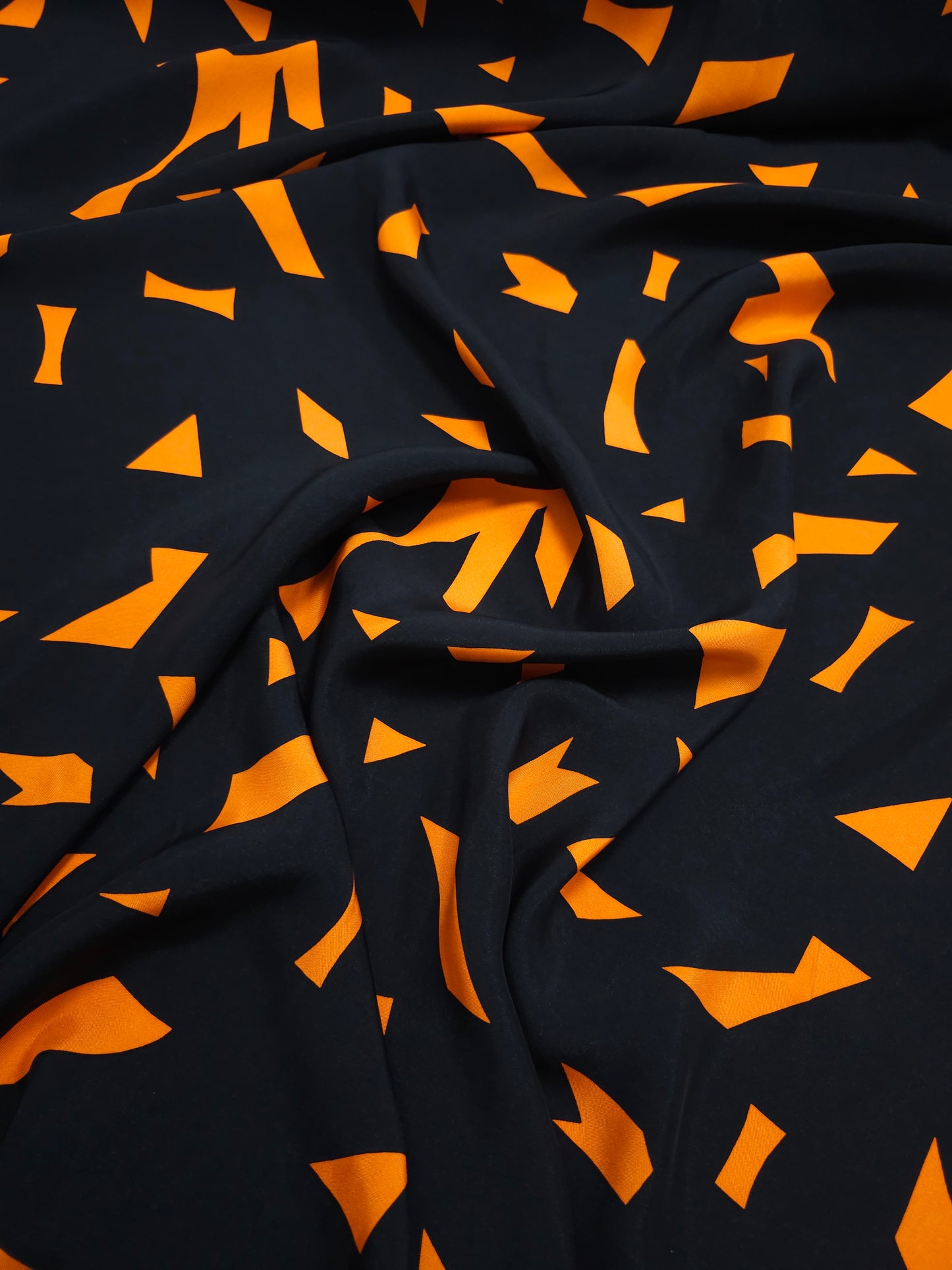 Orange/Black Geometric Shapes Poly Satin