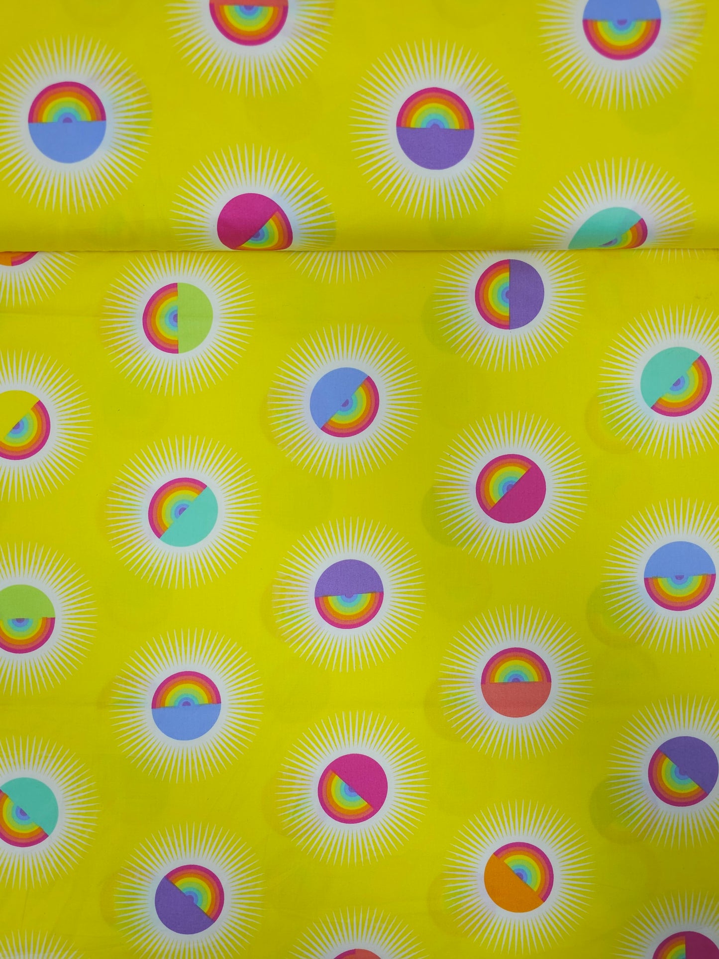 Yellow Rainbow Daydreamer Cotton Sateen 108" - Tula Pink