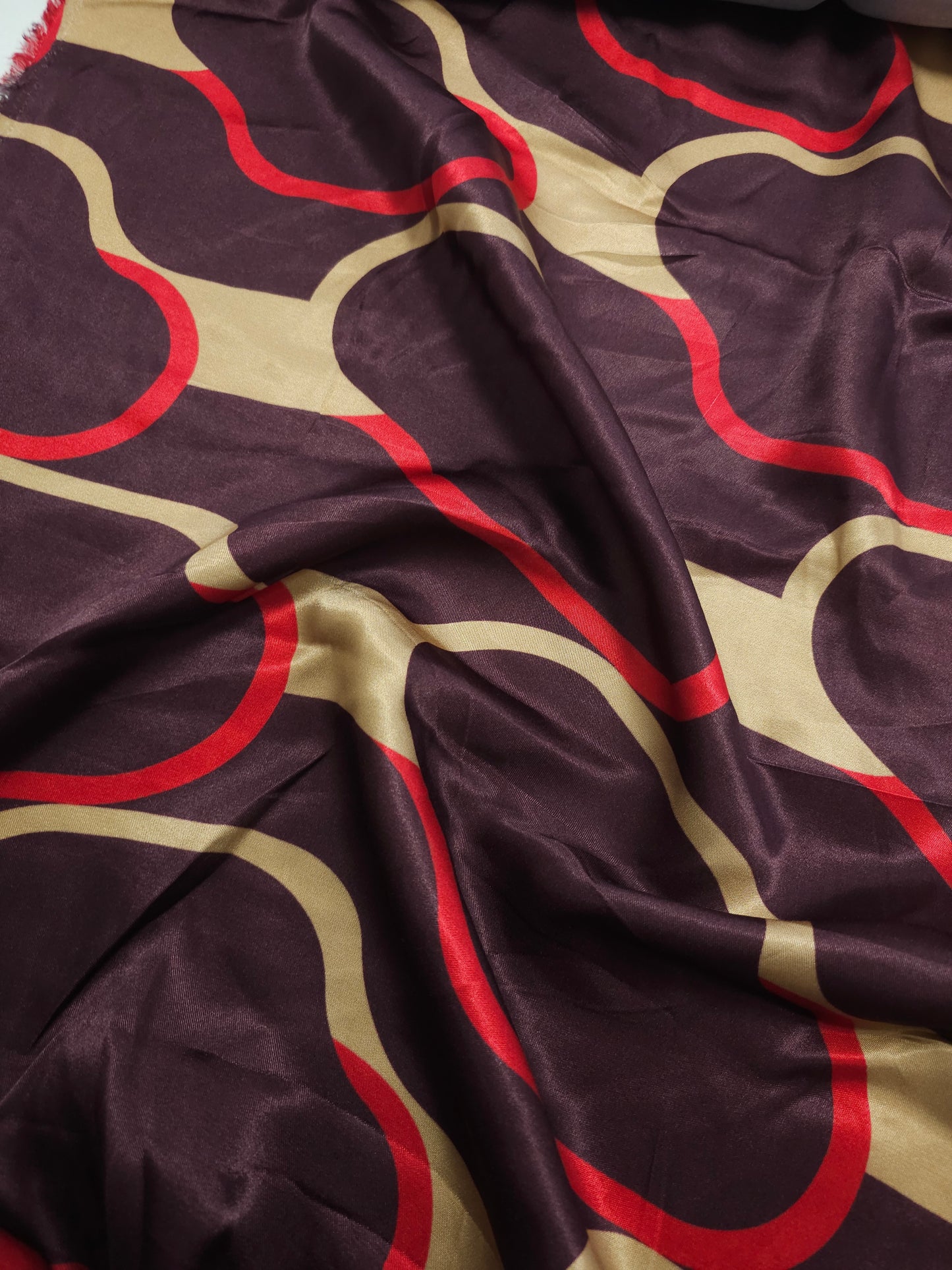 Plum Majestic Abstract Viscose Satin