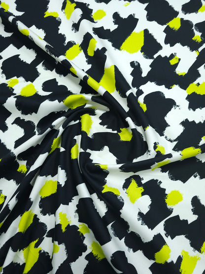 Black/Lime Green Abstract Cotton Sateen