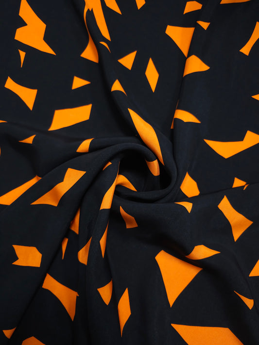 Orange/Black Geometric Shapes Poly Satin