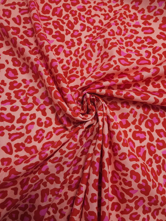 Peach/Pink/Red Leopard Lightweight Cotton