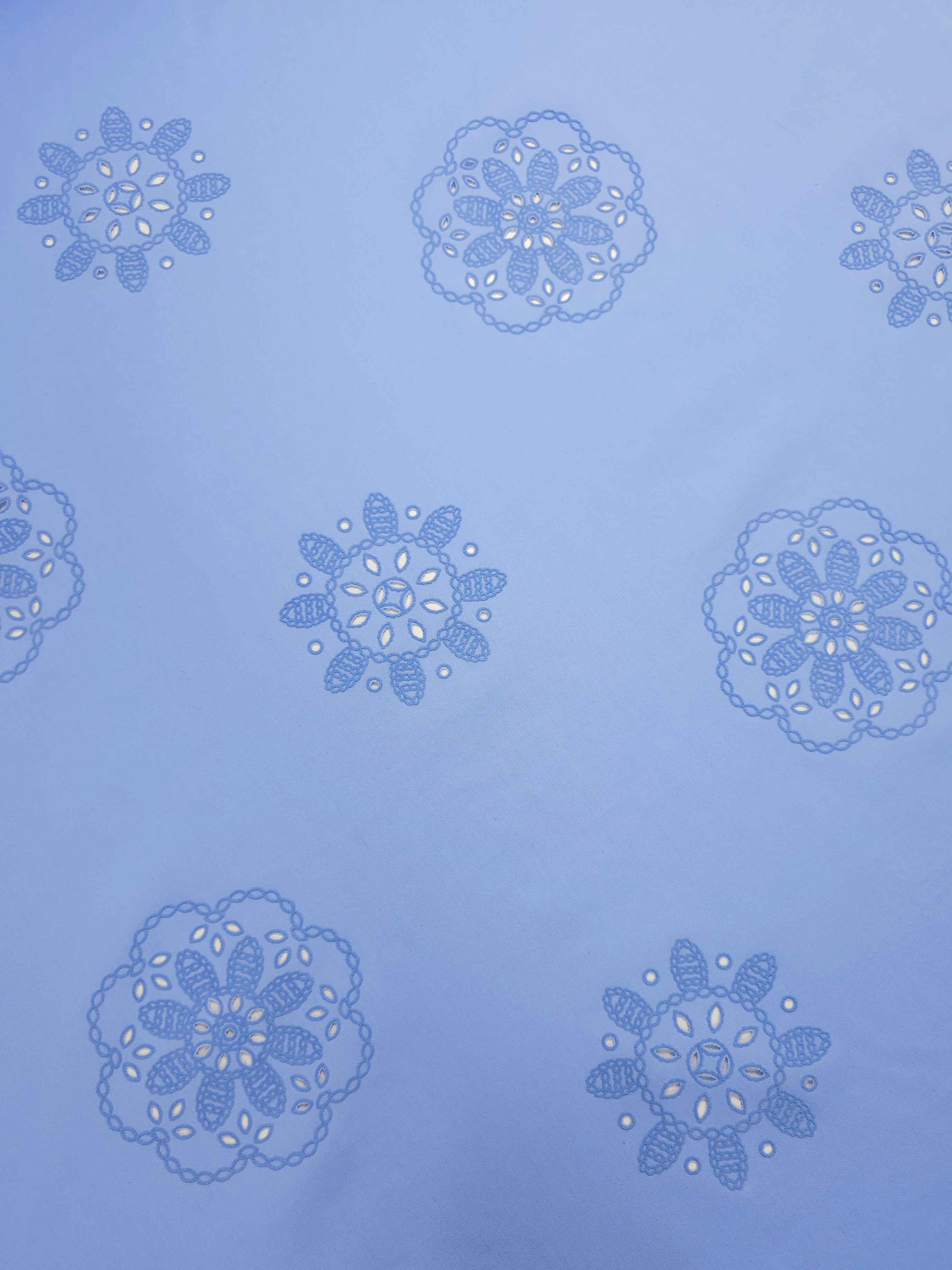 Cornflower Blue Floral Laser Cut Cotton