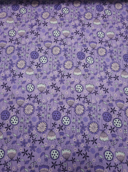 Light Purple Tulip Doodle 100% Cotton