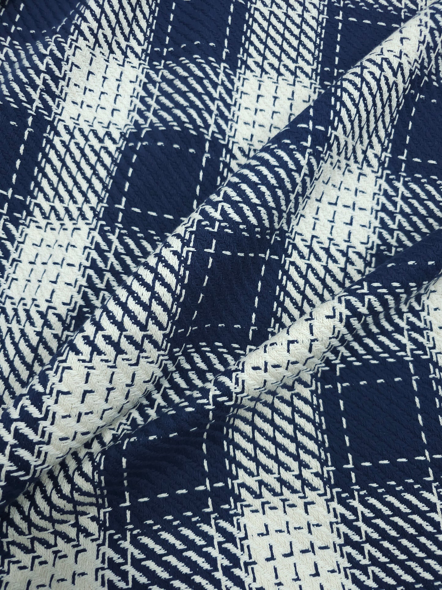 Navy/Ivory Square Check 100% Coating Cotton