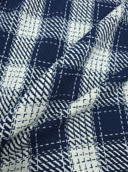 Navy/Ivory Square Check 100% Coating Cotton