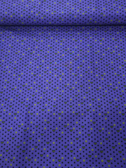 Purple/Yellow Mini Polka Cat 100% Cotton