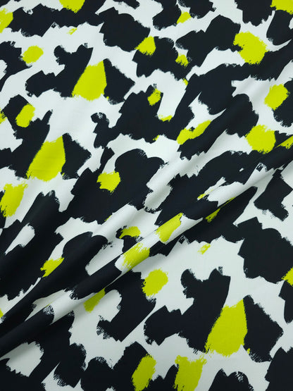 Black/Lime Green Abstract Cotton Sateen