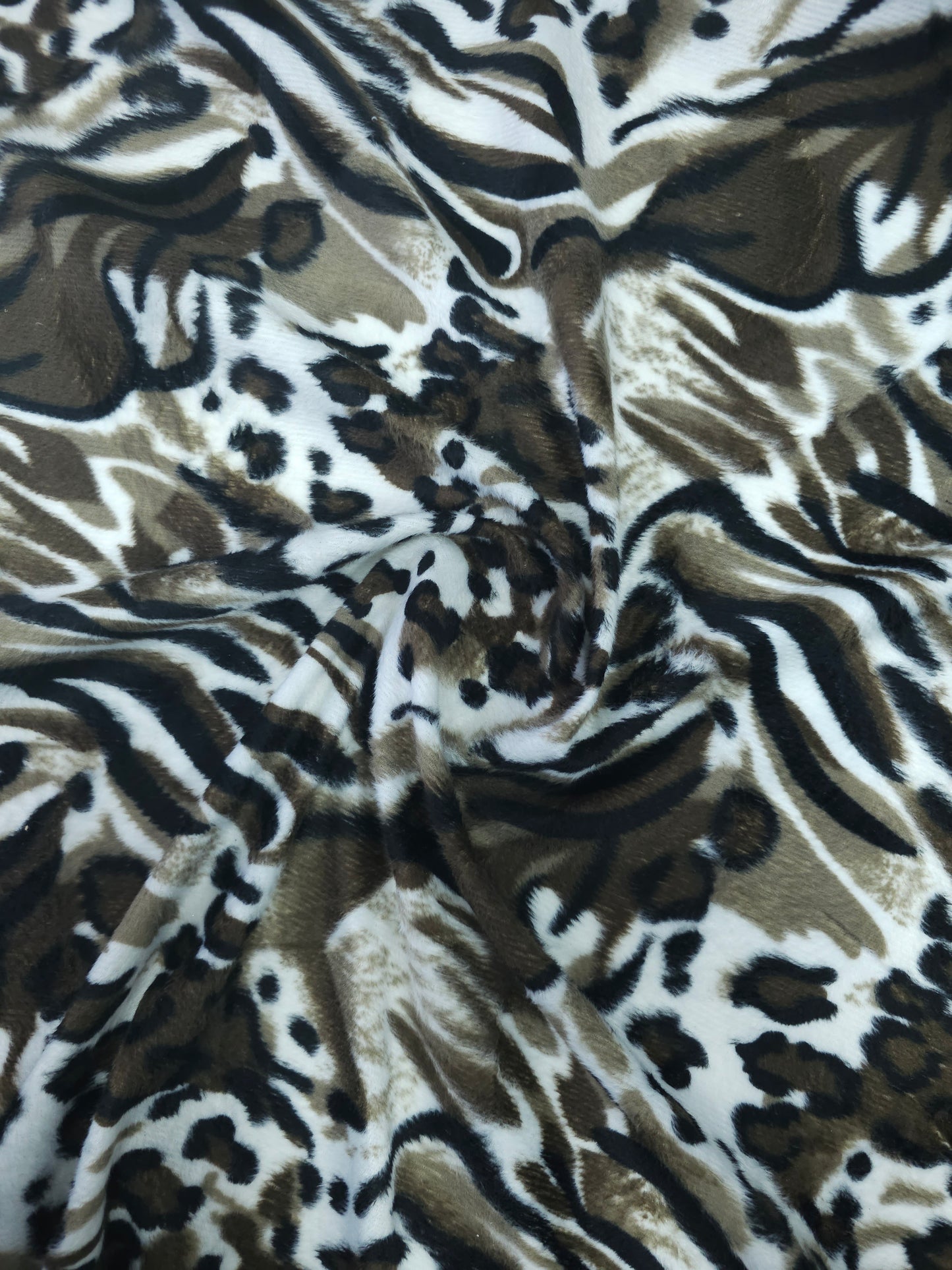 Brown/White Abstract Animal Print Lightweight Velvet