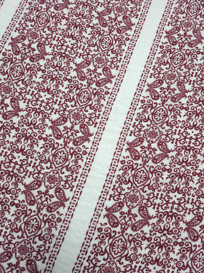 *PRE-ORDER* Wine/White Henna Floral Panel Cotton Flax