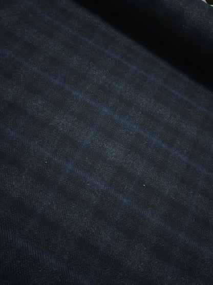 Charcoal/Blue Tartan Mediumweight Wool - 5m Piece