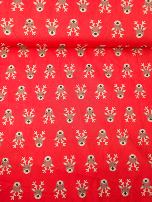 Red Christmas Reindeer 100% Cotton - Joann