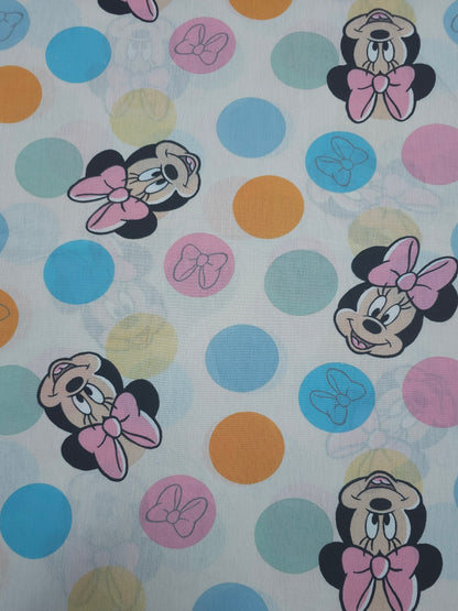 Minnie Mouse Multicolour Polka Spot 100% Cotton 114"