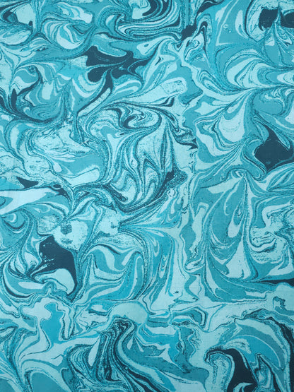 Turquoise Marble 100% Cotton