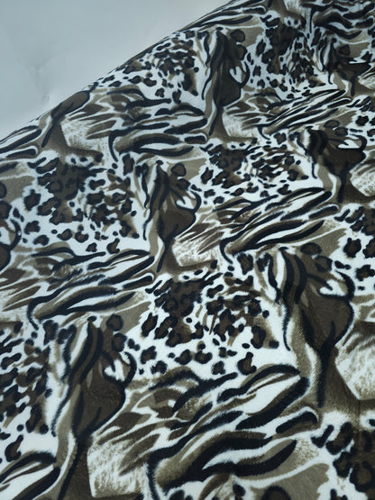 Brown/White Abstract Animal Print Lightweight Velvet