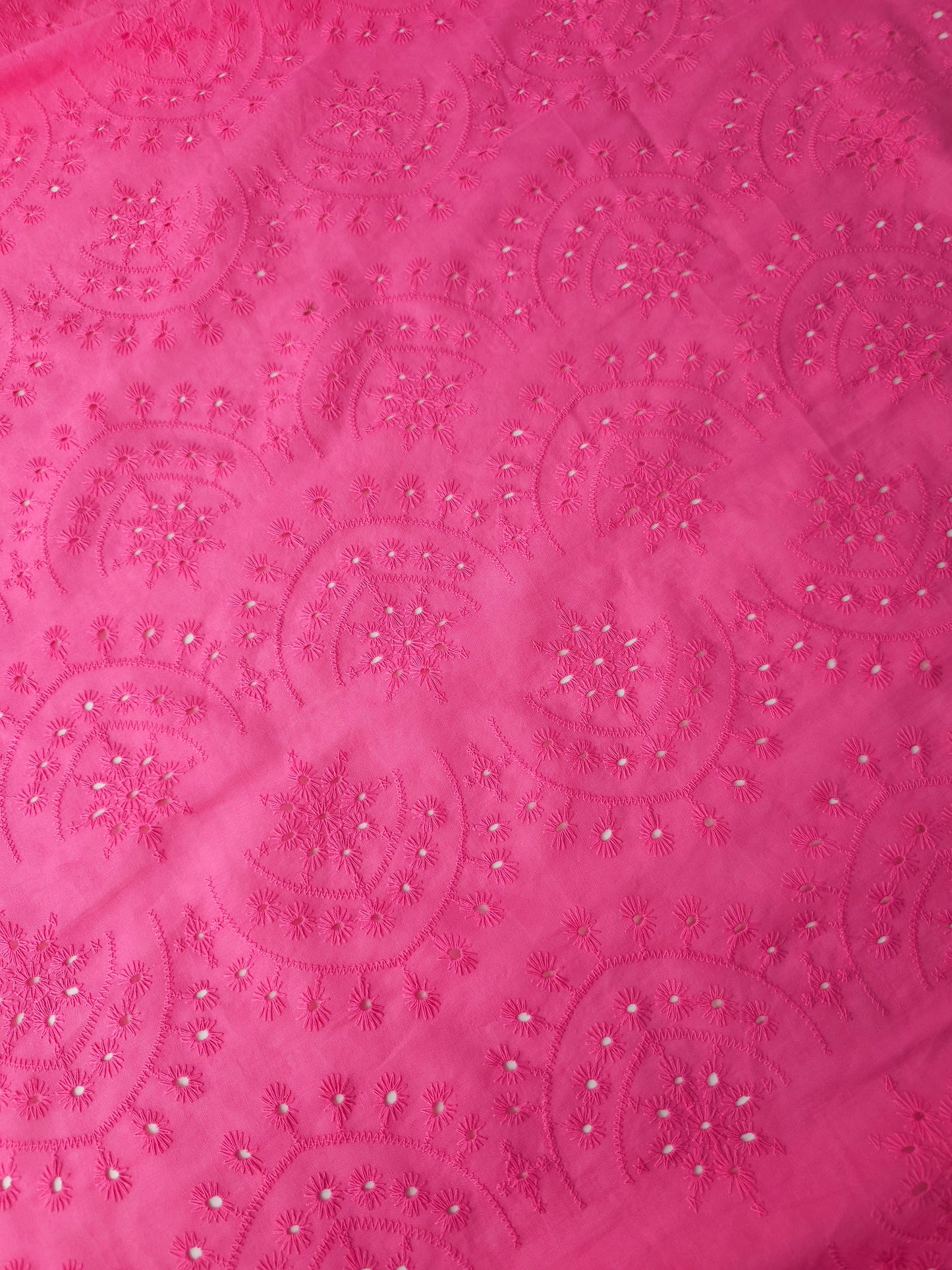 Fuchsia Pink Snowflake Arch Anglaise Cotton