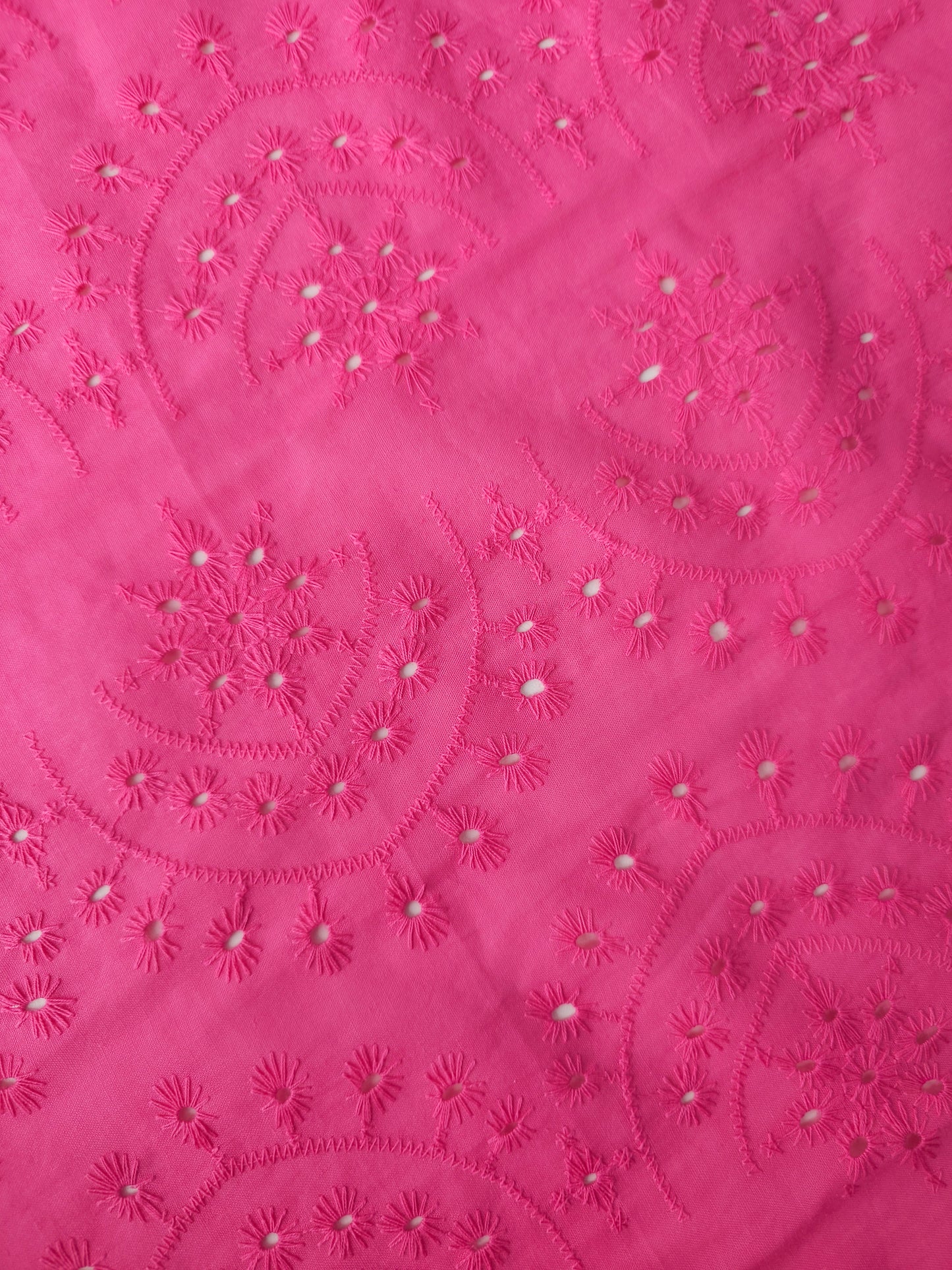 Fuchsia Pink Snowflake Arch Anglaise Cotton