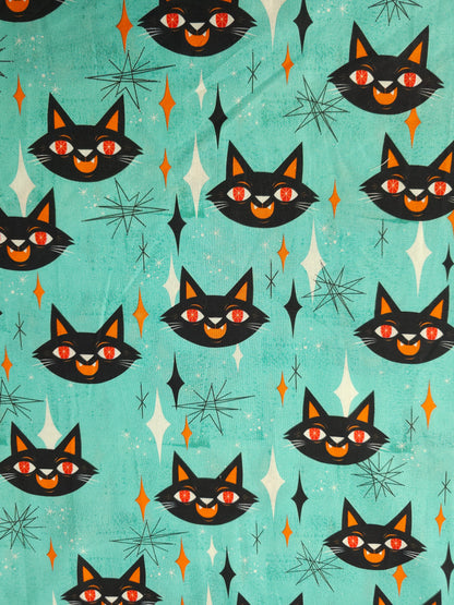 Mint Creeping Cat 100% Cotton - Joann