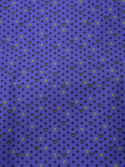 Purple/Yellow Mini Polka Cat 100% Cotton