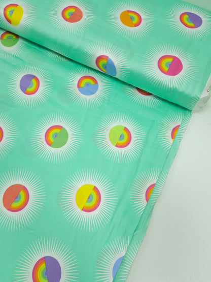 Mint Green Rainbow Daydreamer Cotton Sateen 108" - Tula Pink