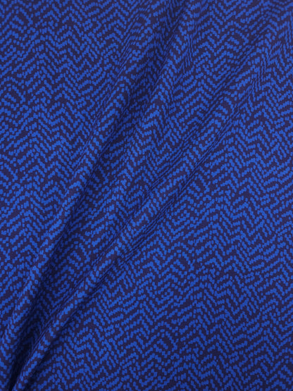 Blue/Navy Abstract ZigZag Brushed Cotton Twill