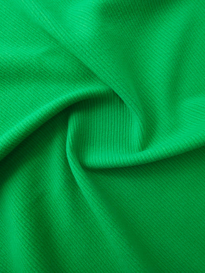 Green Ribbed Knit Look 100% Wool Coating