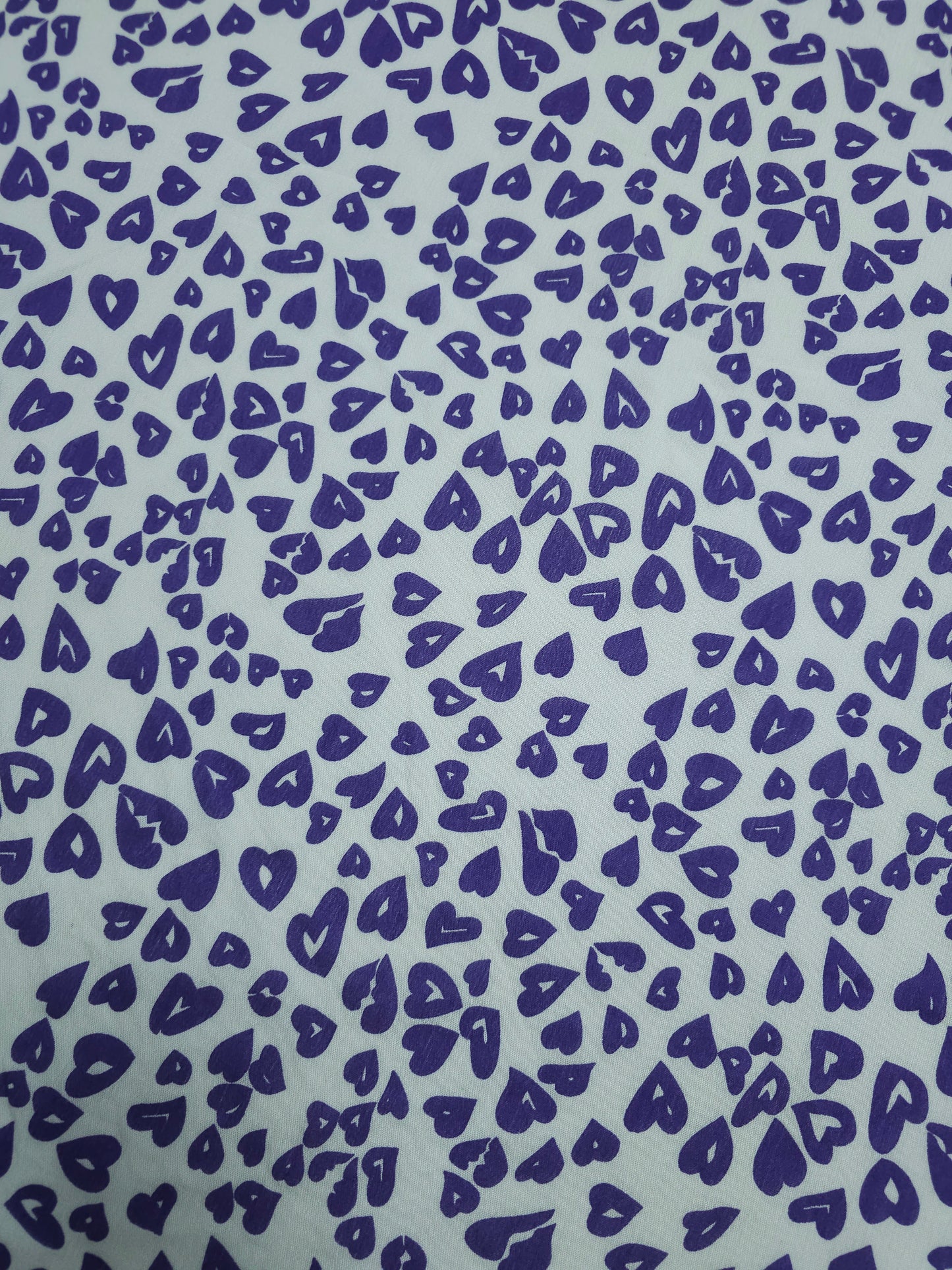 Purple/White Hearts Crinkle Viscose