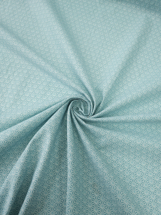 Pale Blue Geometric Star Calico Cotton