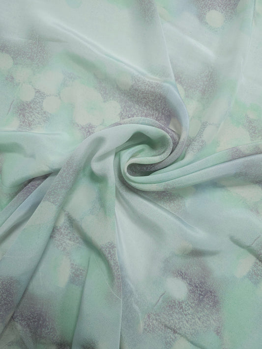 Pale Blue/Purple Abstract Cloud Smudge Silk Chiffon