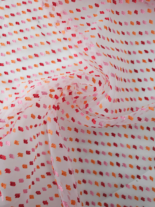 Pink/Orange Dobby Organza